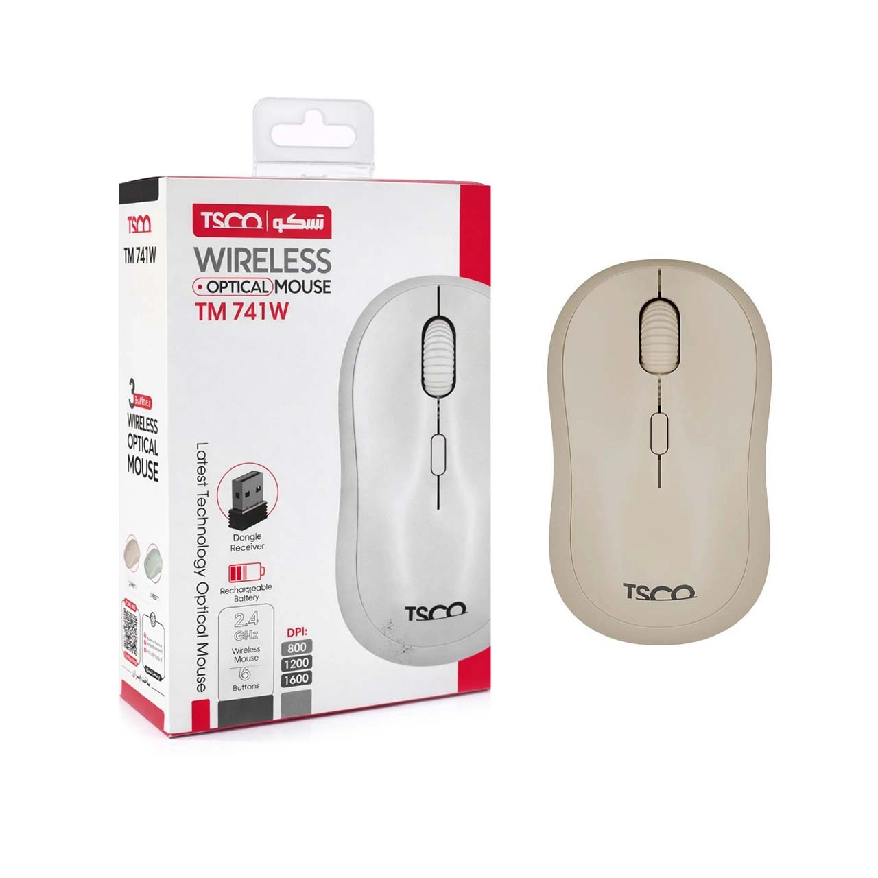 ماوس بی سیم TSCO مدل TM 741W - کرم